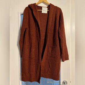 Sweet Jolie “The Jacalyn” Hooded Cardigan in Rust
